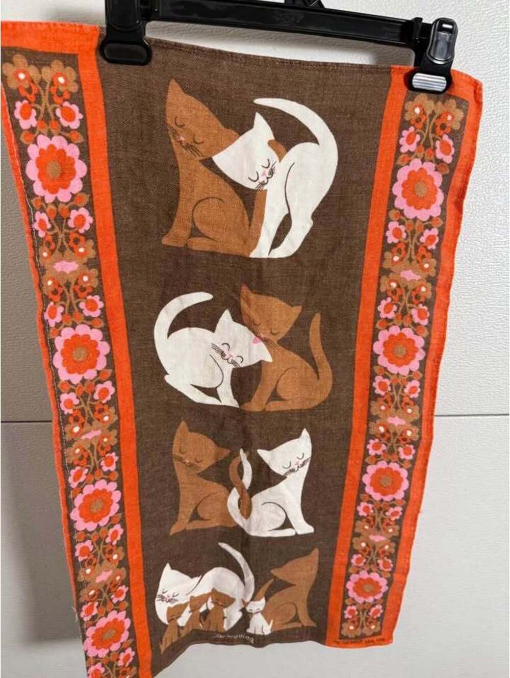 Vintage Retro Mod Cat Linen Tea Towel The Wooing